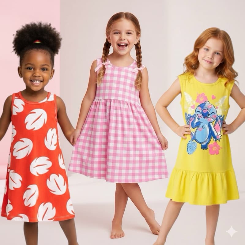Vestido Infantil Personagem Menina Tam 2 4 6 8 – Confortável e Estampado look blogueirinha menininha