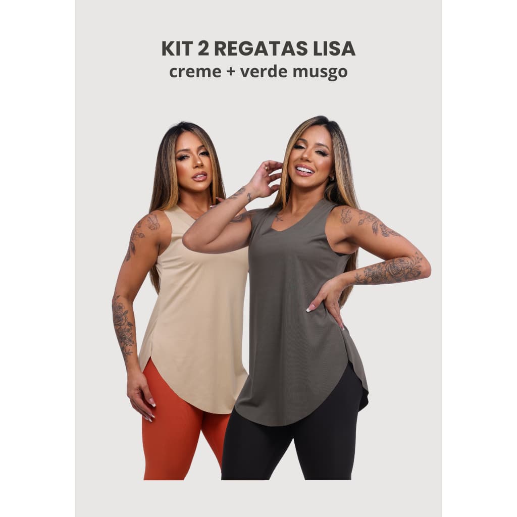 Kit 2 Blusas Regatas Tapa Bumbum Fitness Academia Básica Caminhada Treino