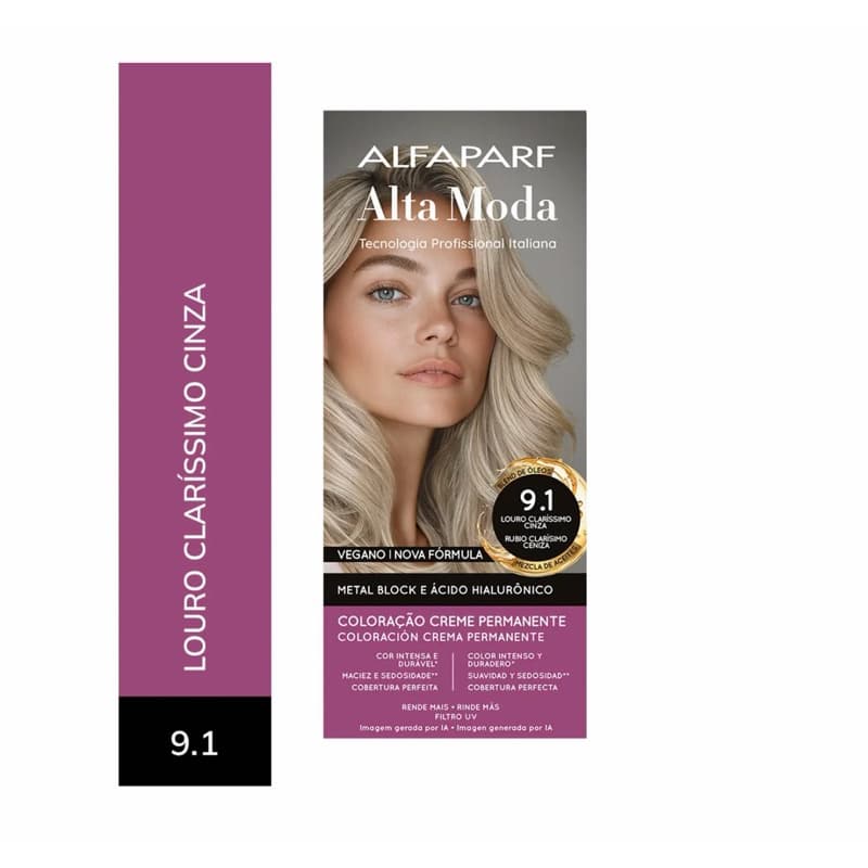 Coloração Alfaparf Alta Moda Tintura 9.1 Louro Clarissimo Cinza