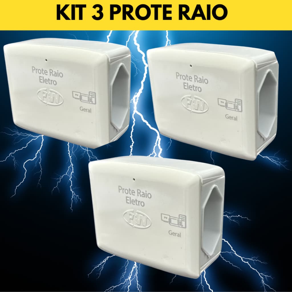 Kit 3 Protetores Contra Picos Raios Surtos Eletricos 2 Tomadas TV Celular Fogão Notebook
