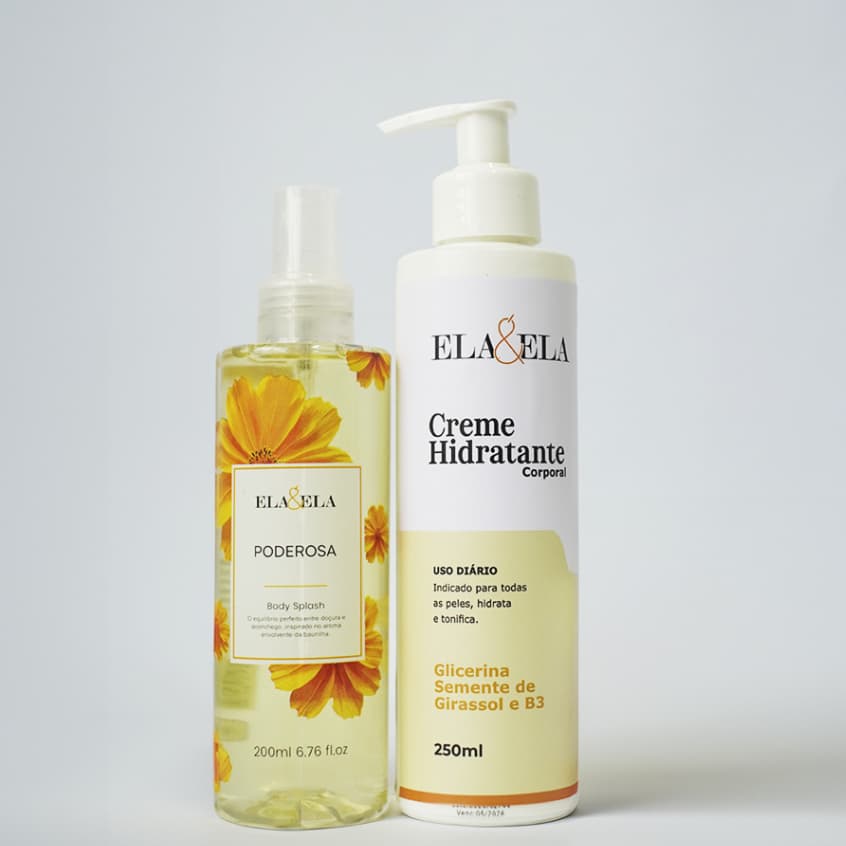 Body Splash + Hidratante Feminino 200 ml Linha Poderosa Ela&Ela, O Poder esta aqui.