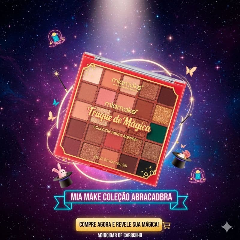 Paleta de Sombras "Truque de Mágica" Mia Make (25 Cores)