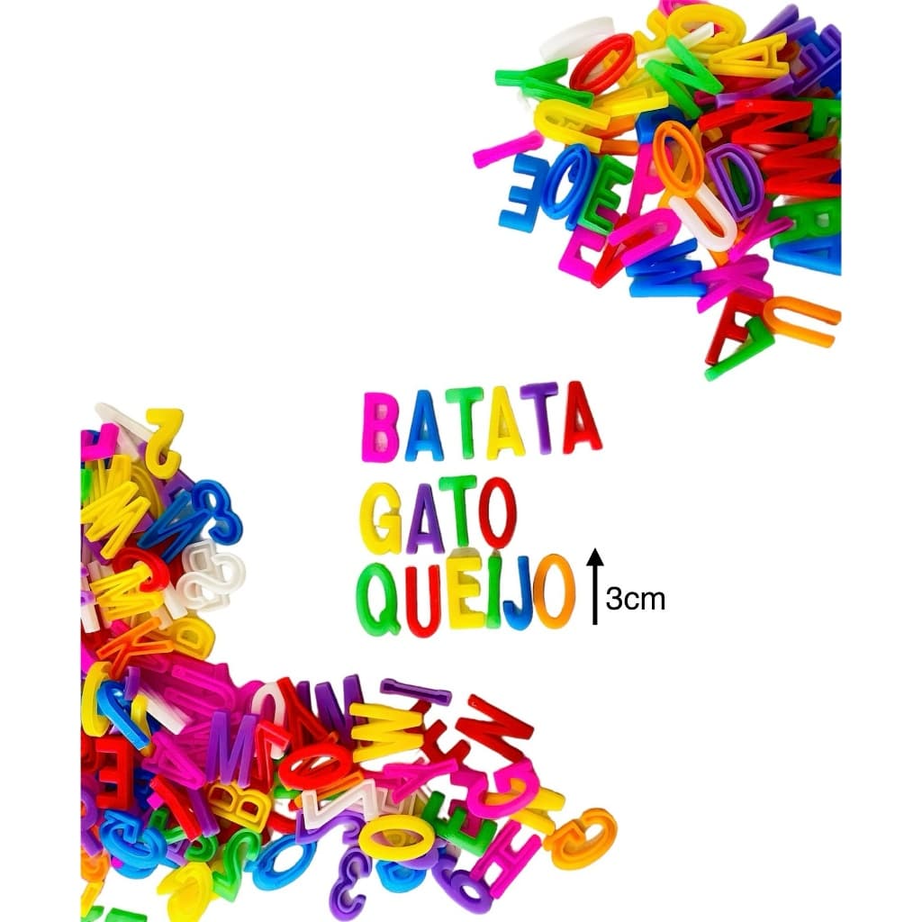 200 Letras e Números Sortidos Brinquedo Educativo Alfanumérico Pedagógico Infantil Alfabetização Mat
