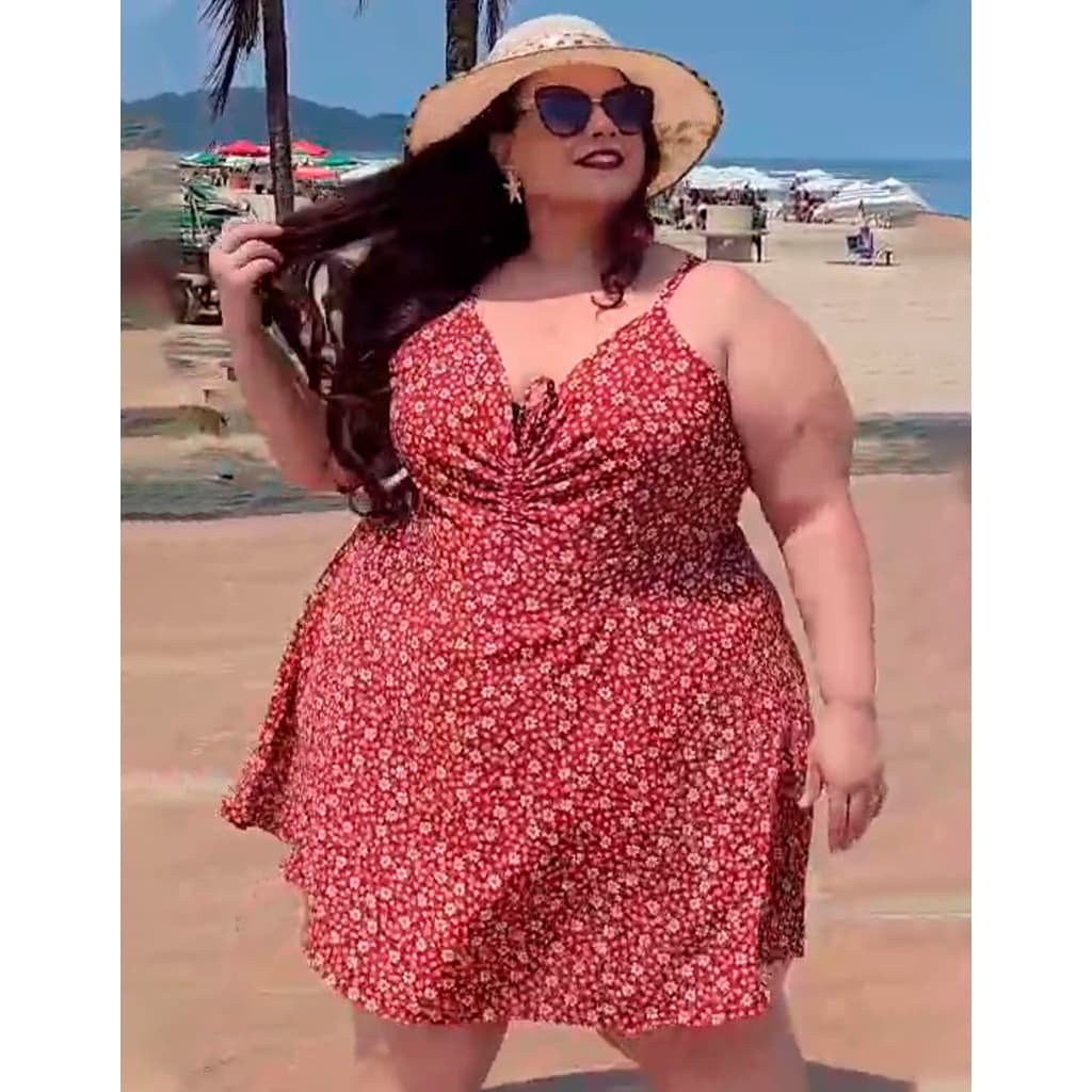 Vestido Macaquinho Plus Size Forrado Ajustável Verão Soltinho Tamanhos G1 G3 G5