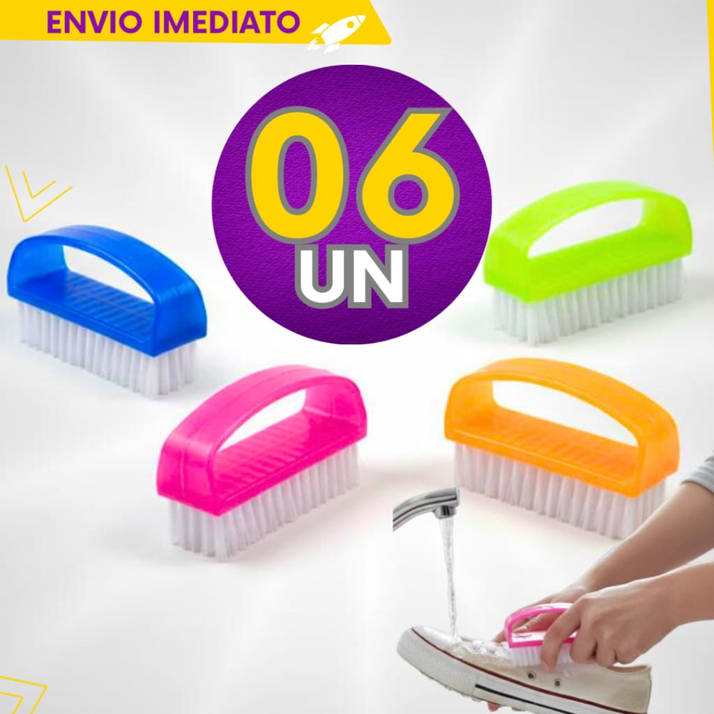 Kit 6, 4 ou 2 un - Escova Multiuso com Alça para Lavar Tênis e Roupas