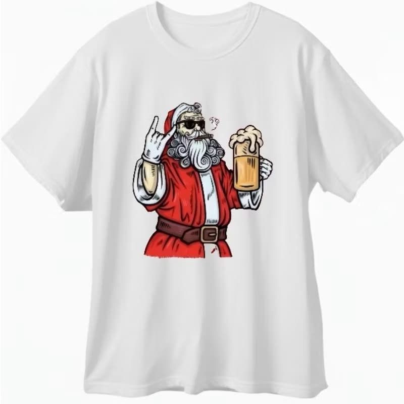 Camiseta Papai Noel Rock and Roll Chopp Natal Divertida Unissex Presente Amigo Secreto Envio Imediato P ao GG