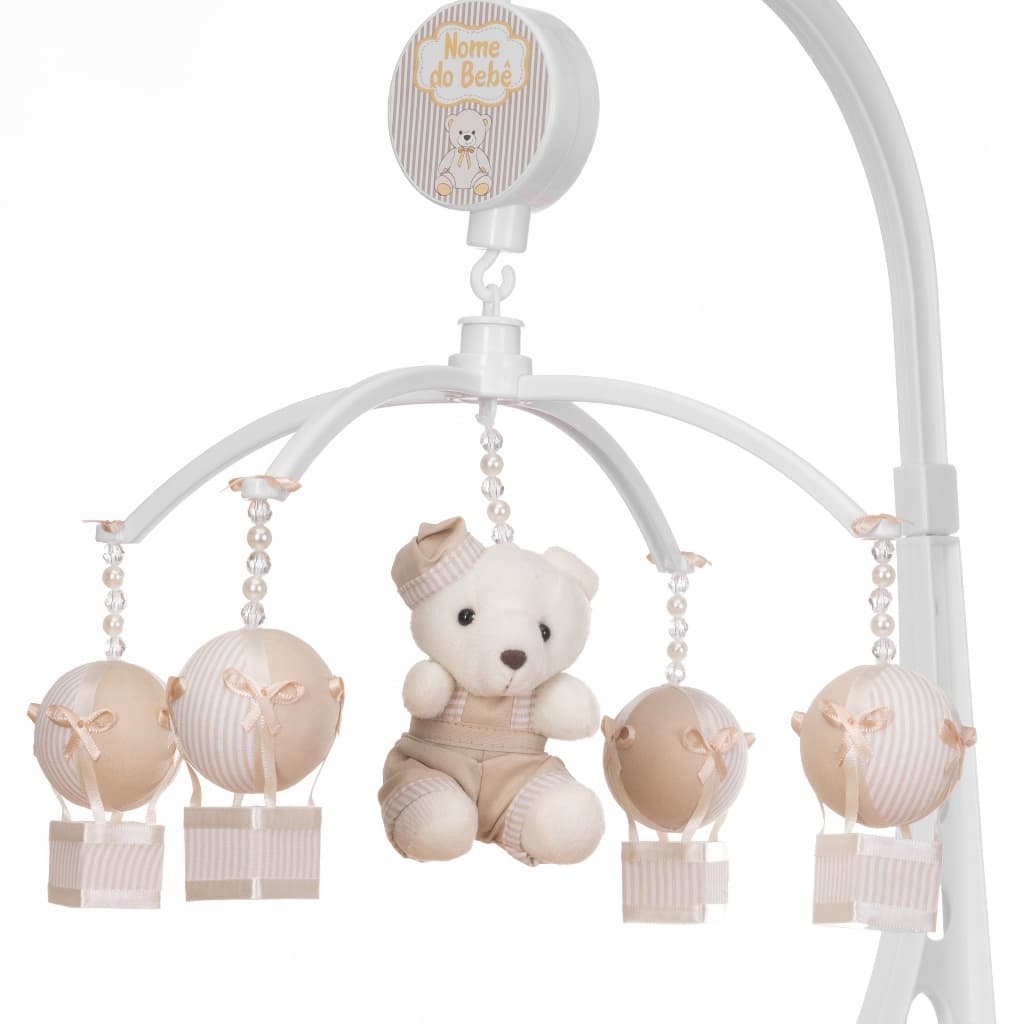 Mobile Para Berço Musical Giratório Urso Balão Bege