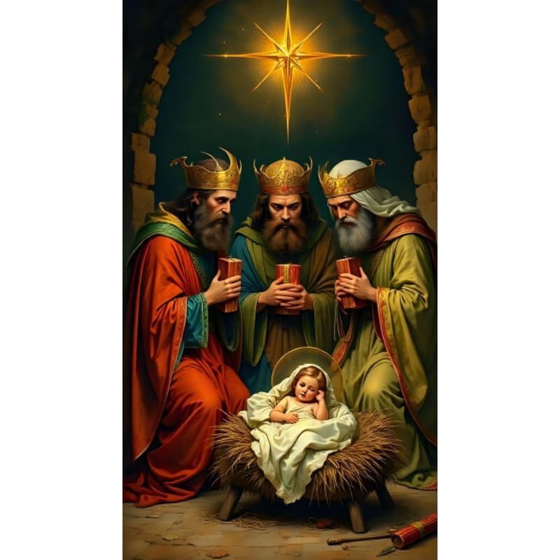 Quadro Decorativo 3 reis magos no nascimento de Jesus