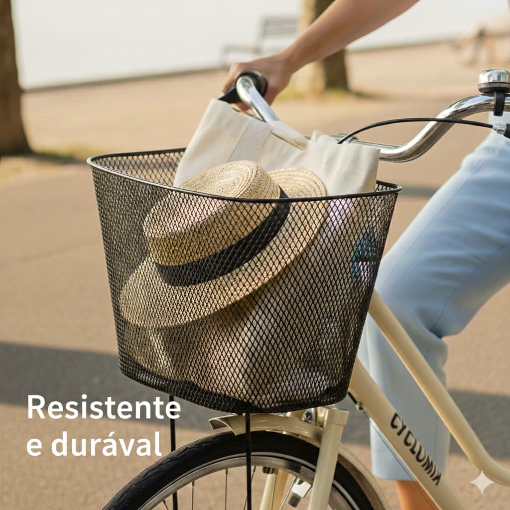 Cesta Cestinha de Bike - Bicicleta de Arame média (32x23x22cm) Preta