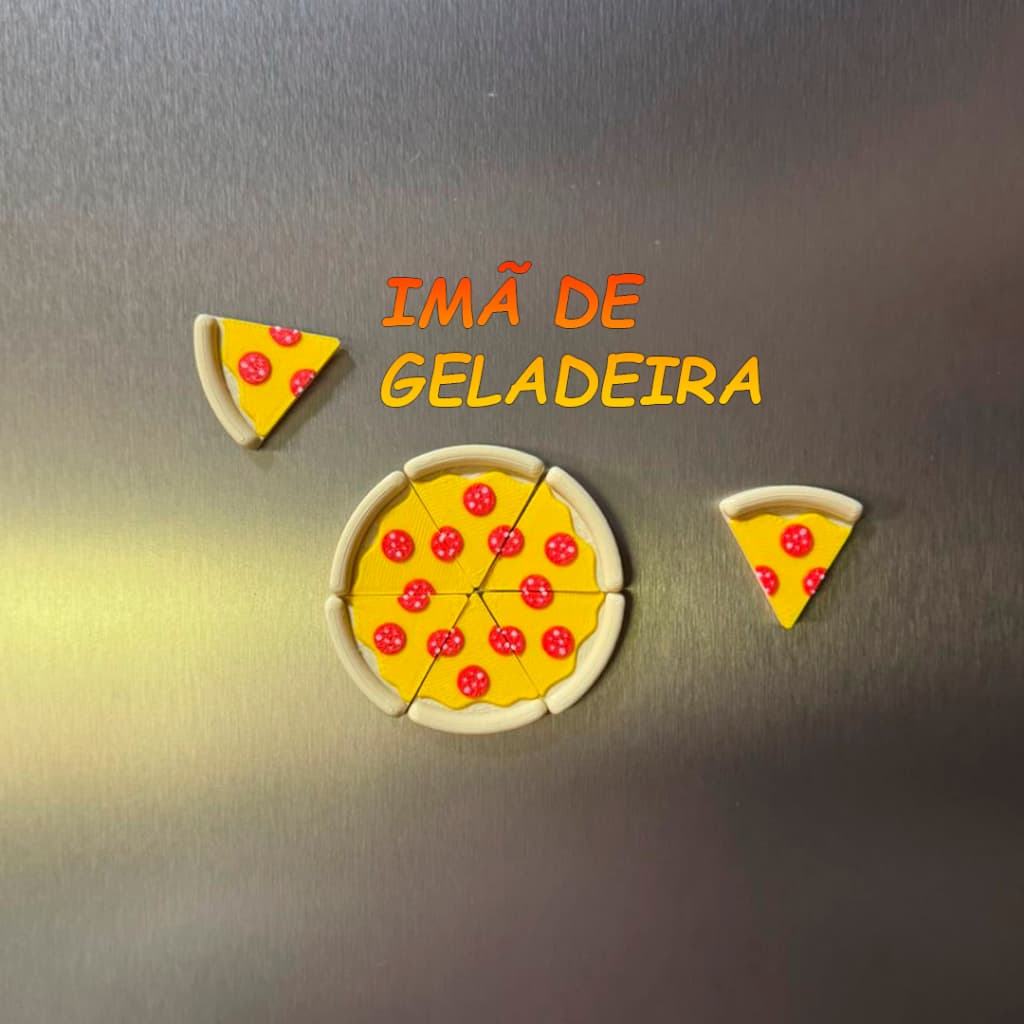 Ímã de Geladeira Fatia de Pizza – Decorativo, Criativo e Fotográfico - 6 fatias