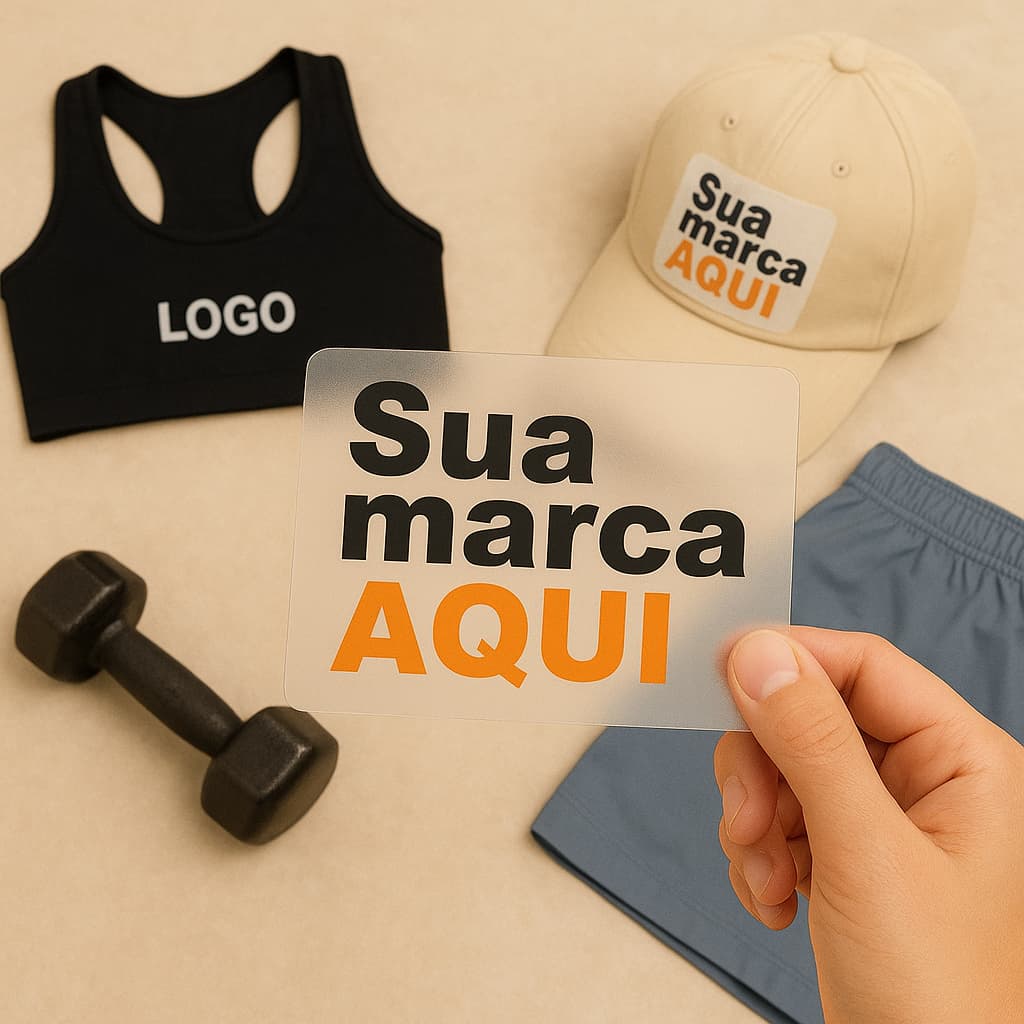 Adesivo Termocolante Personalizado com Sua Logo – Para Couro, Roupas, Caixas, Sacola. (24 unid.)