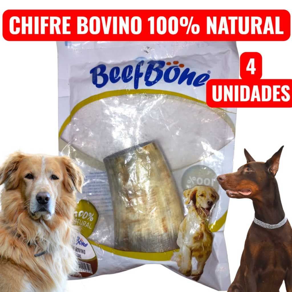 KIT 4 CHIFRES BOVINOS NATURAIS MORDEDOR PARA CÃES - BEEF BONE
