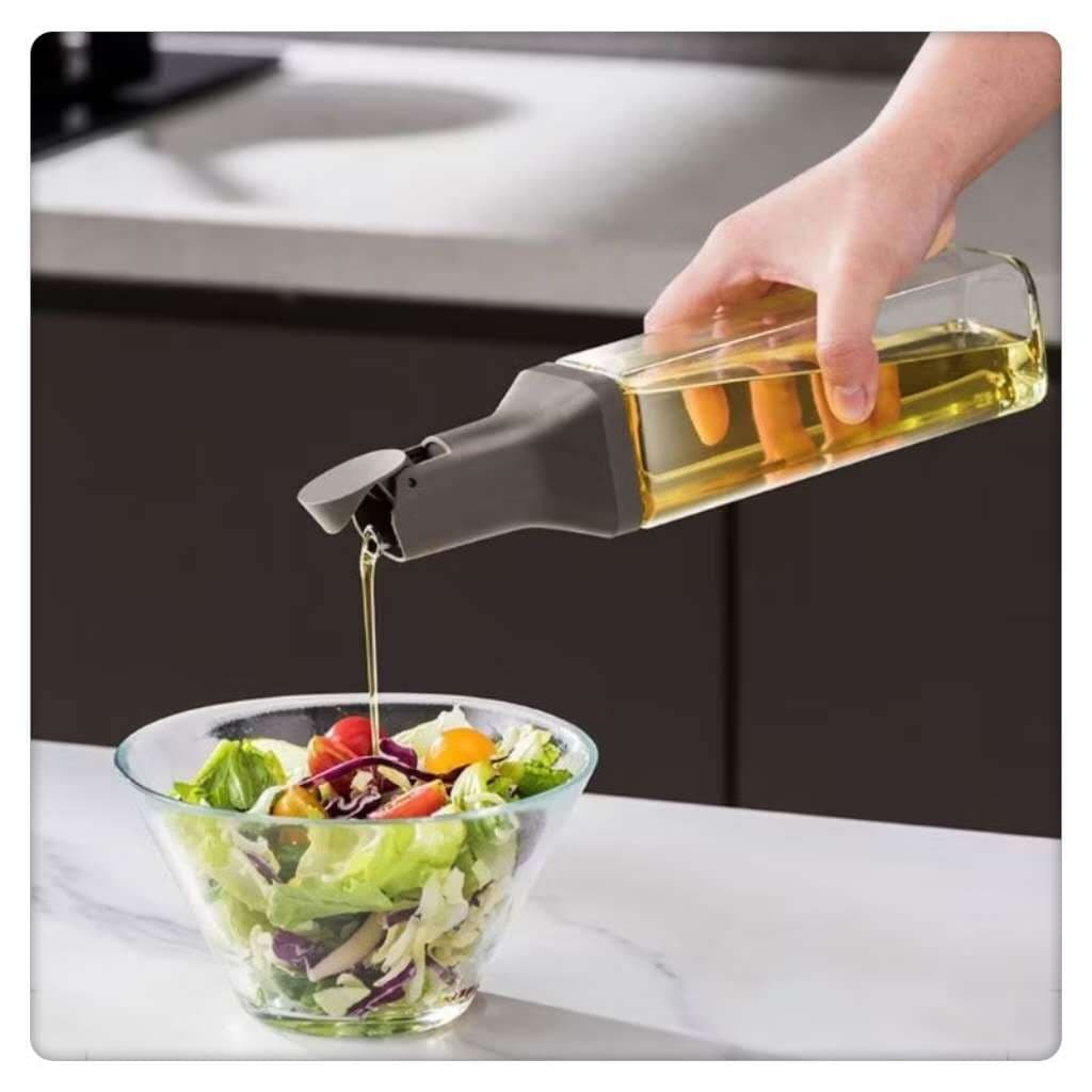 Galheteiro De Vidro 500ml Quadrado Azeite Óleo Vinagre De Cozinha (0489)