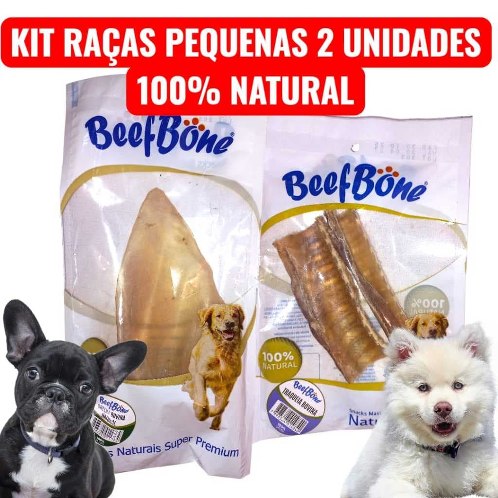 Kit 2 Snacks Raças Pequenas Mordedores Naturais - Beef Bone