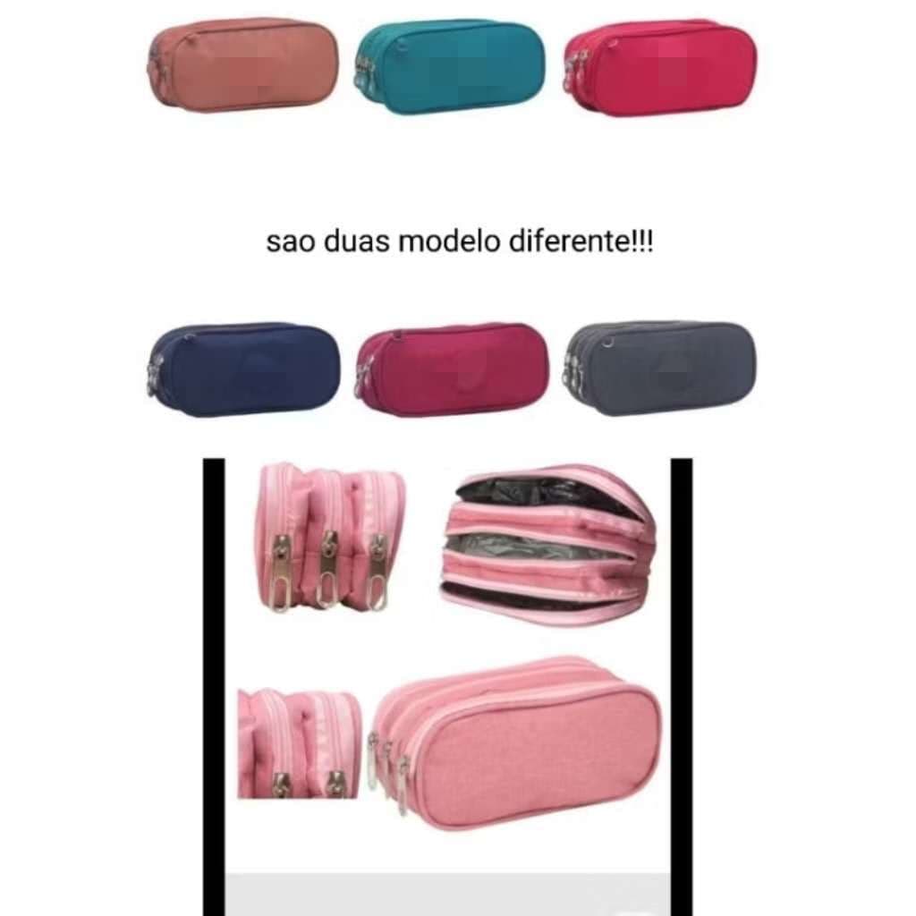 Estojo Triplo Gitroy Nylon Com Tres Ziperes e Super Espaços Menino Menina