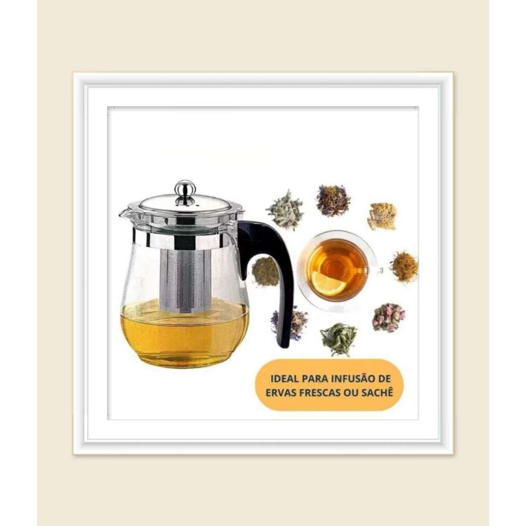 Chaleira Infusor De Vidro Para Chá Bule 500ml