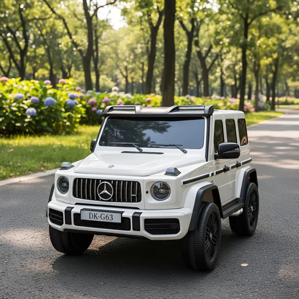 Mini Carro Elétrico Infantil 24V Estilo G63 Branco Luxo com 2 Lugares Branco Potente e Seguro
