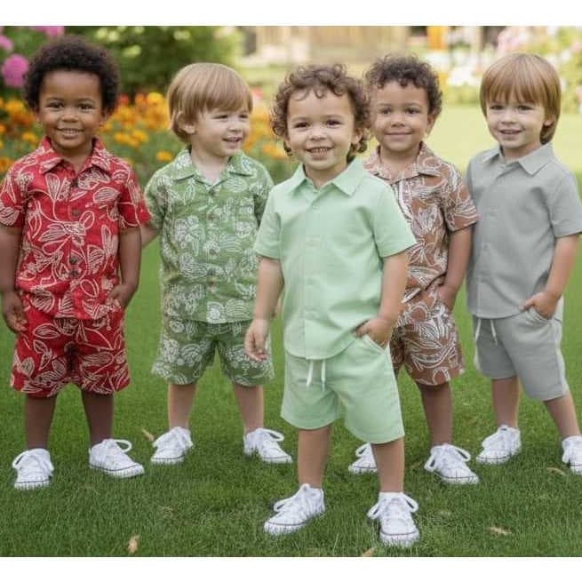 Conjunto Infantil Camisa e Bermuda - Estilo Mauricinho NOVOS MODELOS