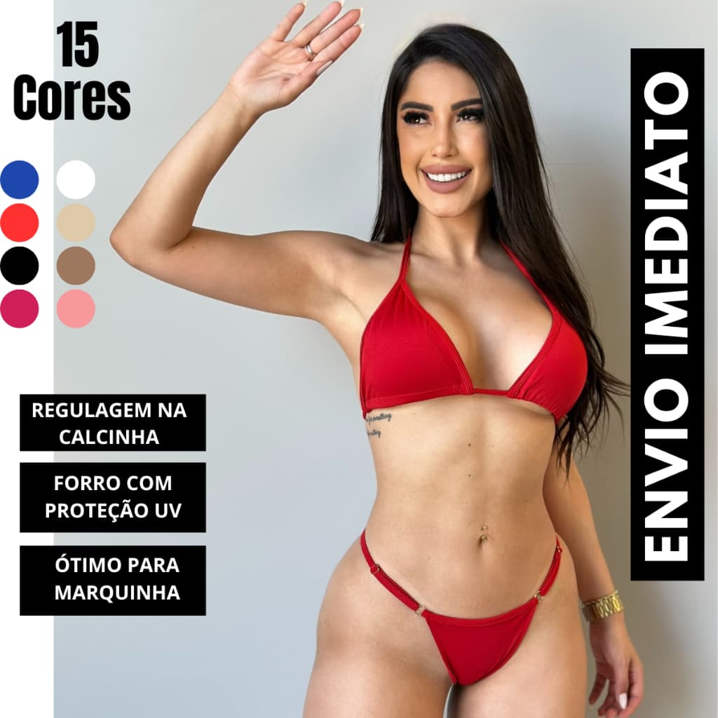 Biquini de fita fio dental para marquinha com forro e com regulagem sem bojo Envio Rápido