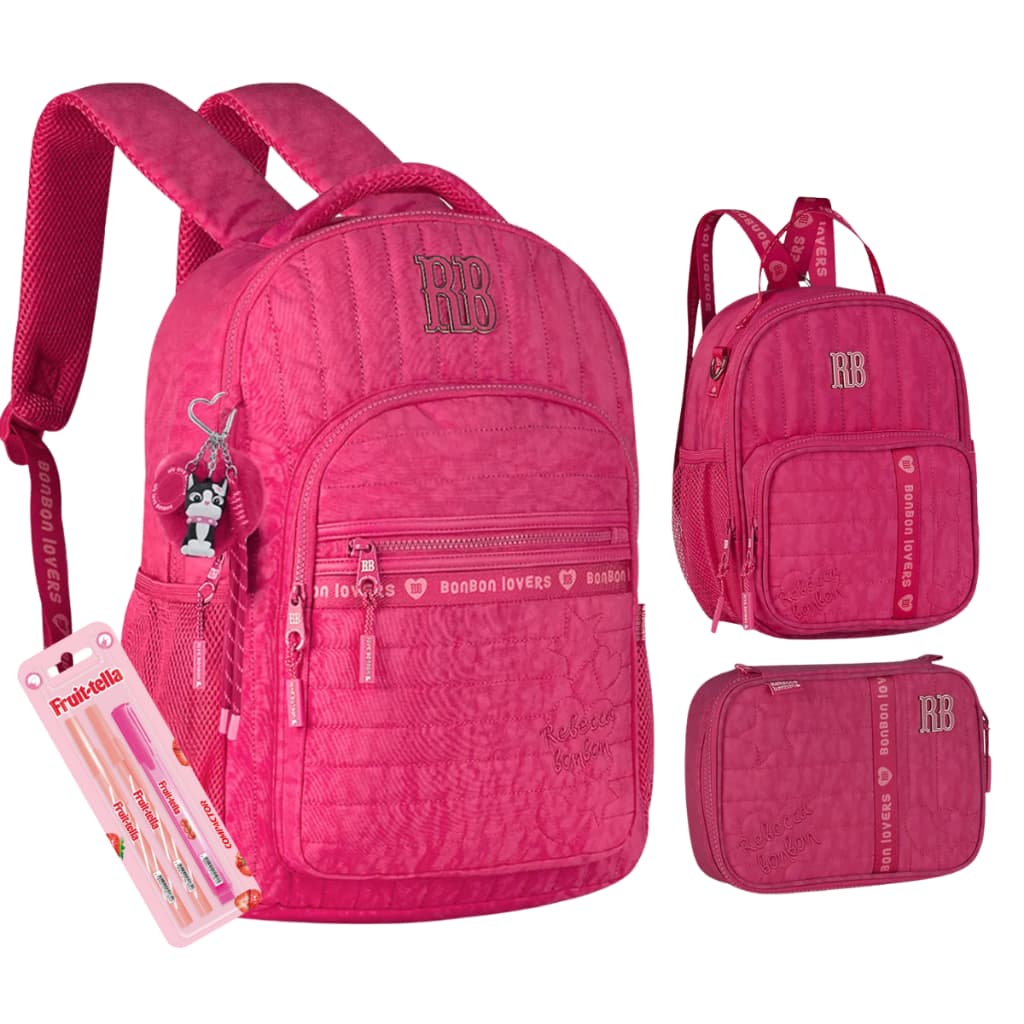 Kit Mochila Feminina Lancheira Estojo Rebecca Bonbon RB