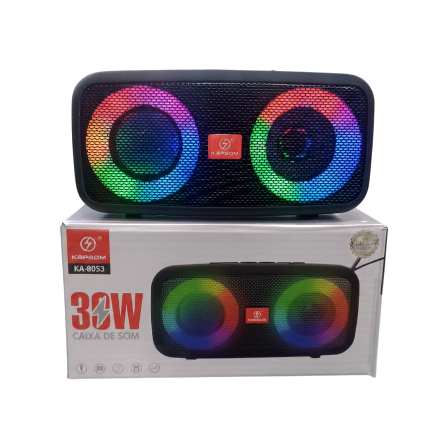 KAPBOM CAIXA DE SOM ORIGINAL KA-8053 30W LED BLUETOOTH PORTATIL