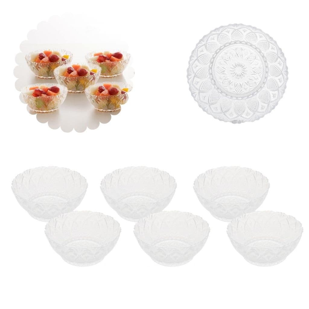 Jogo 6 Bowls Taça Sobremesa Cumbuca Petisqueira de Vidro Cristal Original Lyor Presente Natal