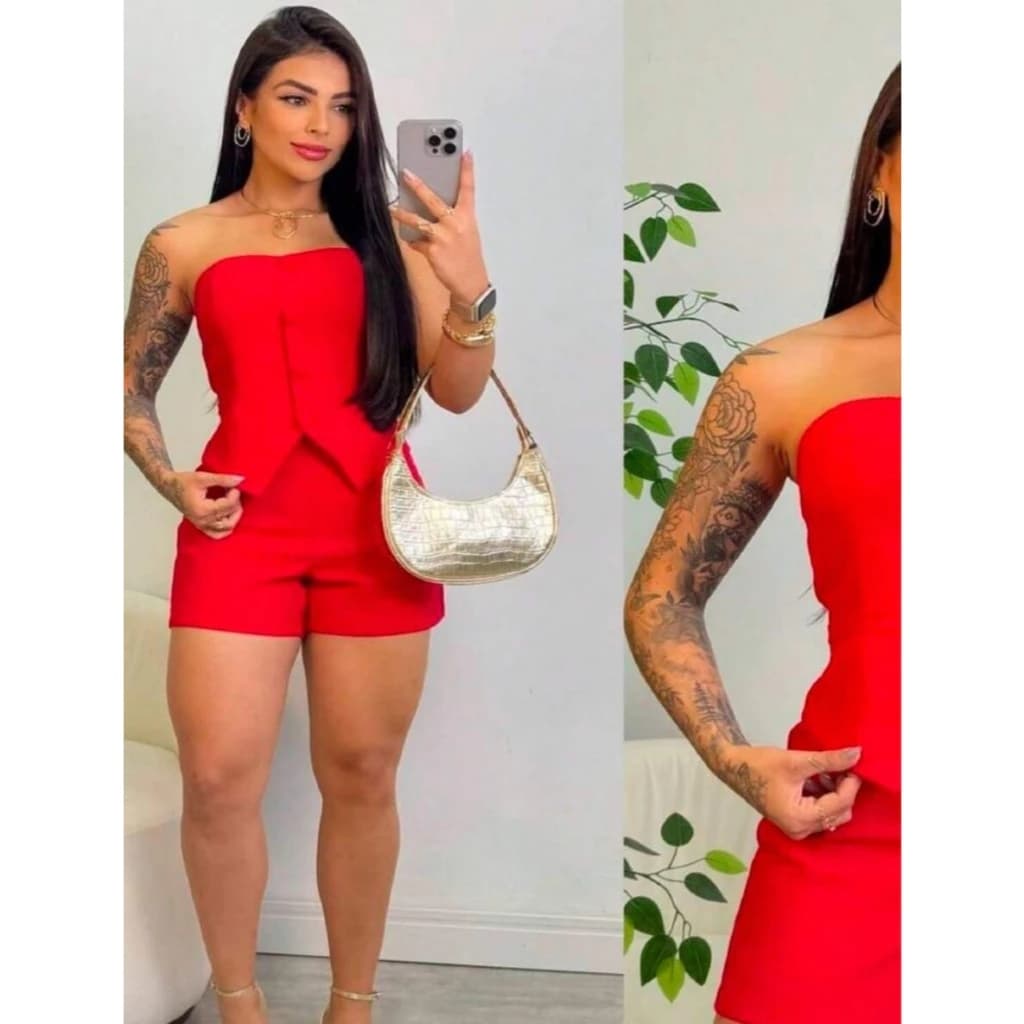 Conjunto Social Tomara que Caia e Short Alfaiataria Feminino