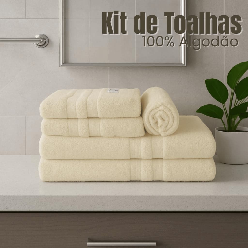 Toalha Banho Algodão Grossa 400G/M2 Kit 5 Peças Com PIso Antiderrapante
