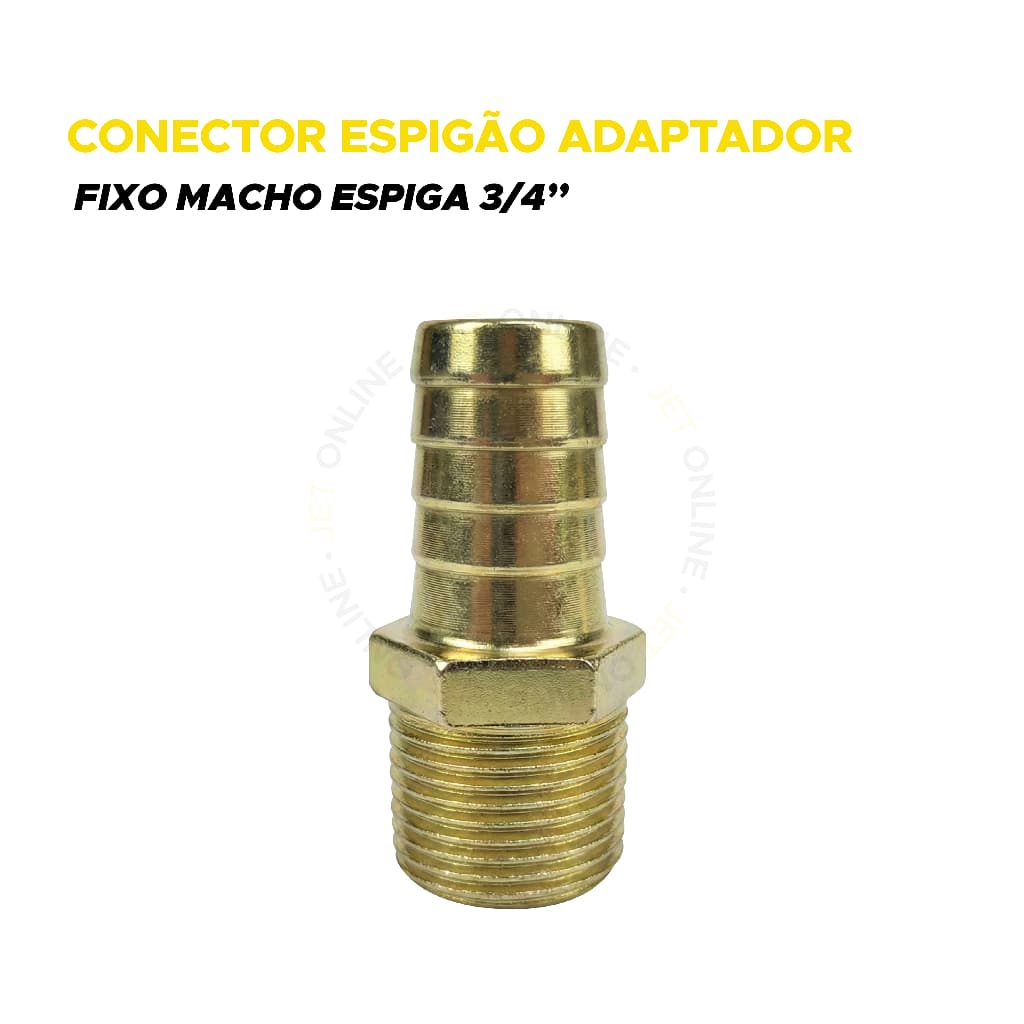 Espigão Fixo Bico Adaptador 3/4 Macho ZAMAC Rosca 3/4 P/ Hidráulica e Gás