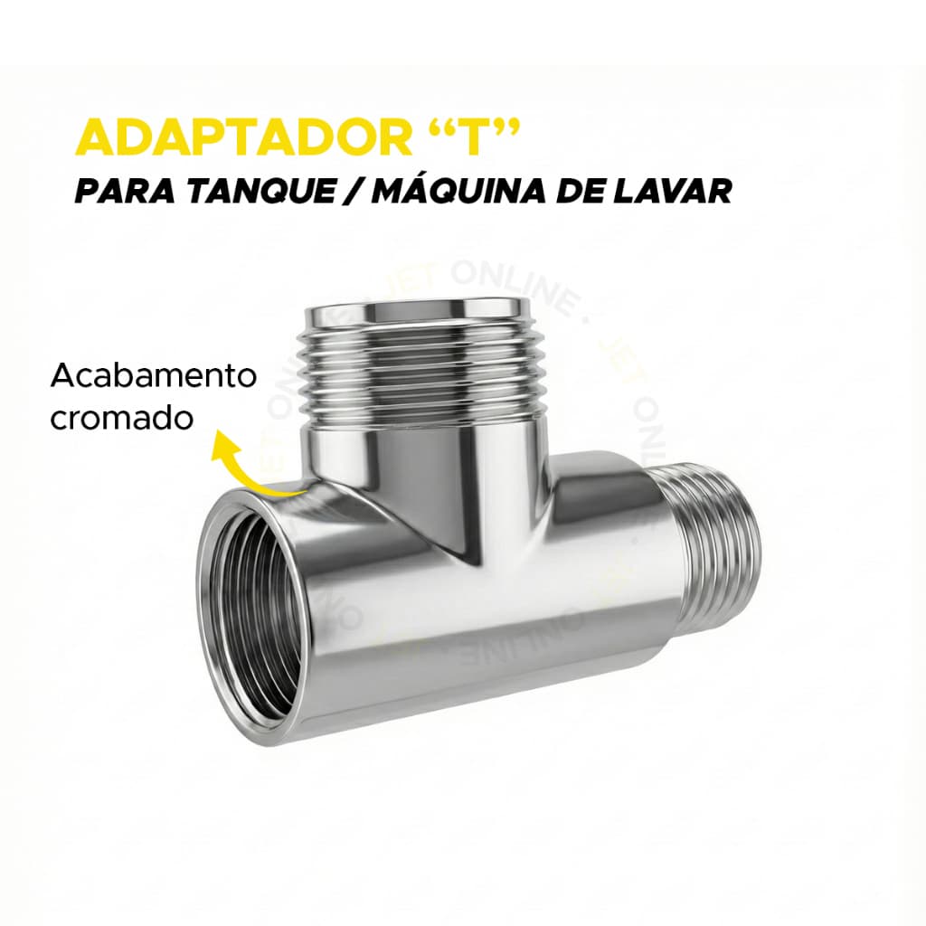 Adaptador T Para Tanque e Maquina de Lavar 1/2 Garden Tee Metal Cromado