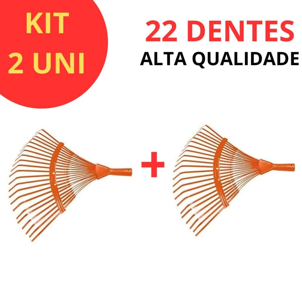 Kit 2 Vassouras Para jardim Metálica 22 Dentes Sem cabo Rastelo Grama