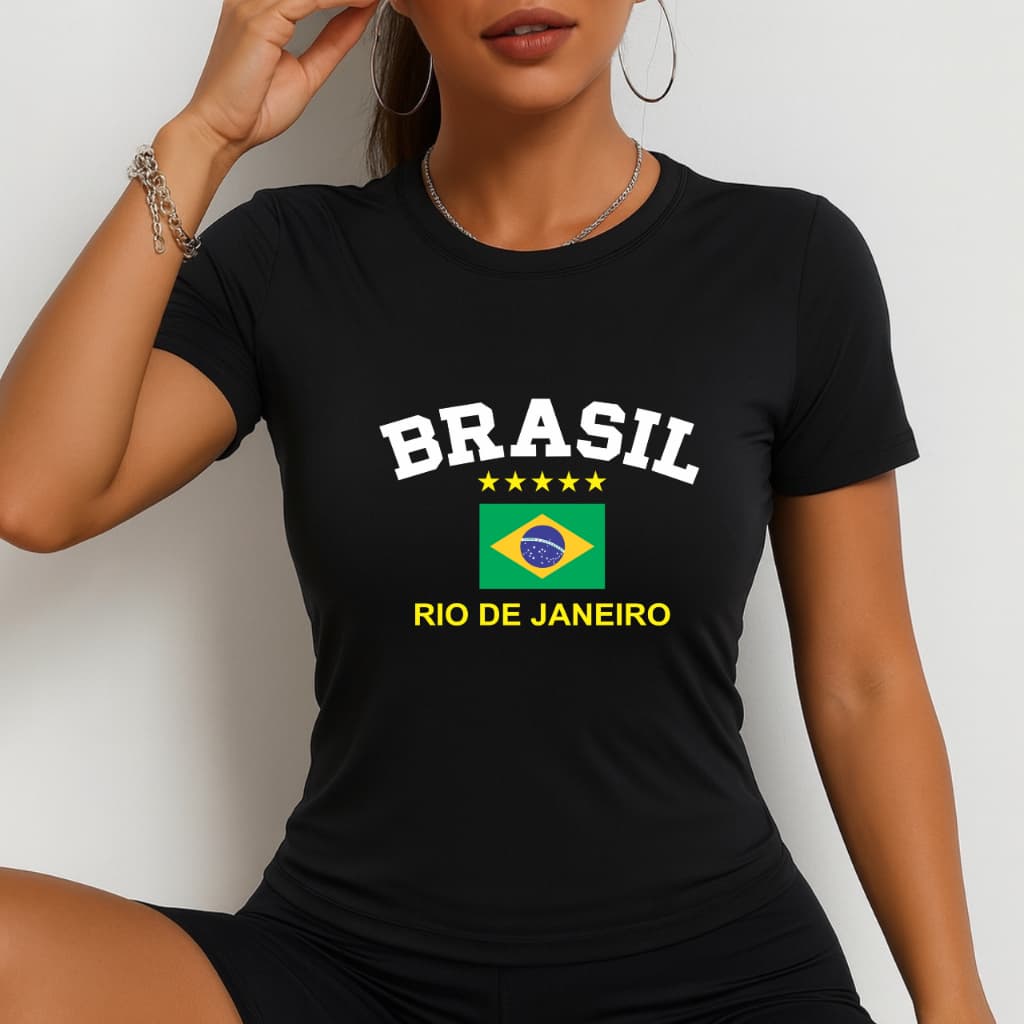 Camiseta Feminina Brasil Torcedor Bandeira Brasileira Copa do Mundo