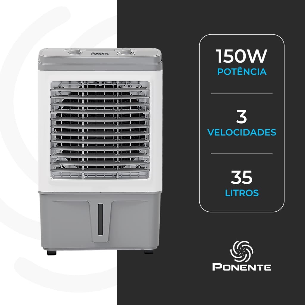 Climatizador Ponente 35L 150W com Rodas Oscilação Econômico Eficiente Resfriamento Prático
