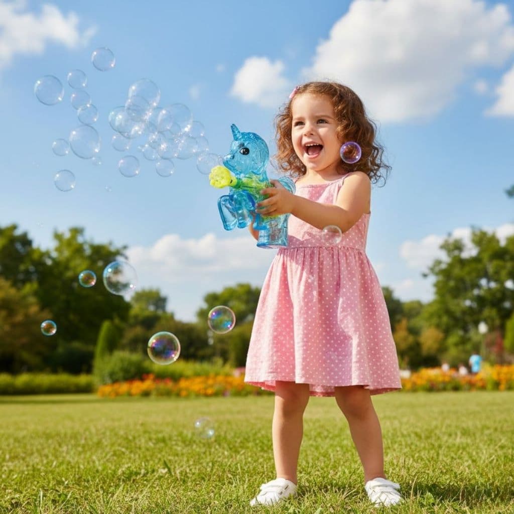 Kit 2 Lança Bolha Brinquedo Crianças Meninas Infantil Unicórnio Brinquedos Bolhas de Sabão Divertido