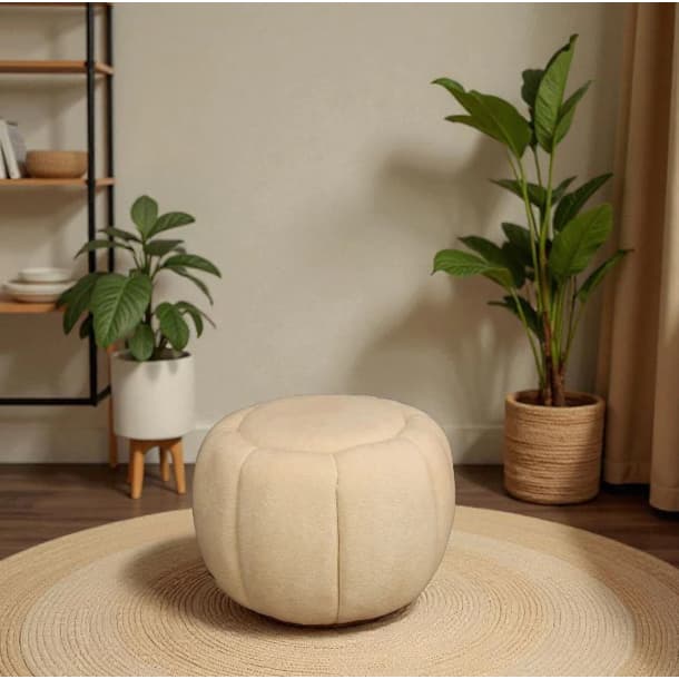 Puff Concha Veludo Decoração Luxo - Belim Móveis
