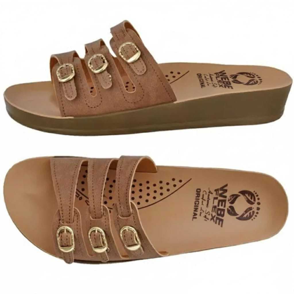 Sandália Feminina Ortopédica Birken Webe Flex Nude Leve Confortável Calce Fácil Chinelo Ortopédico