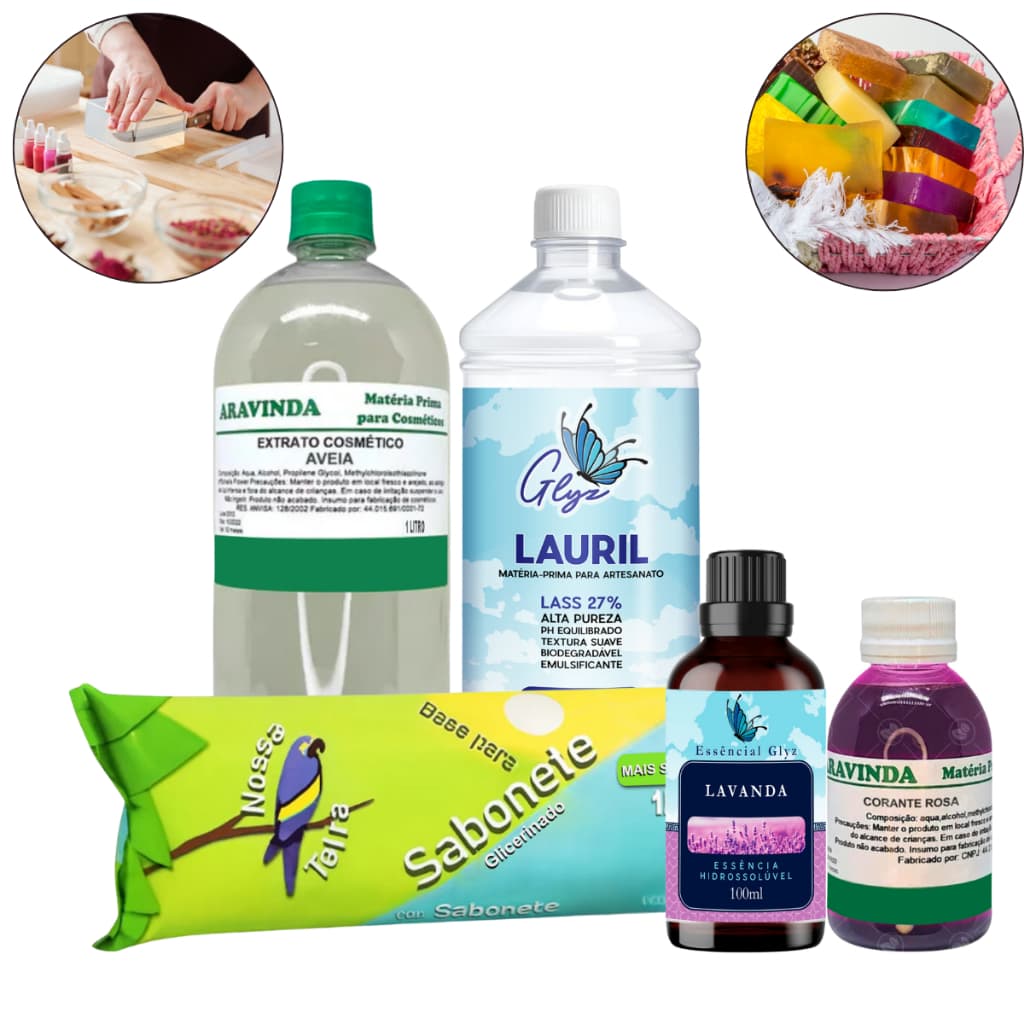 Comece a Produzir Sabonetes Artesanais com Kit Prático: Base Glicerinada, Extrato de Aveia e Lauril Glyz 1L