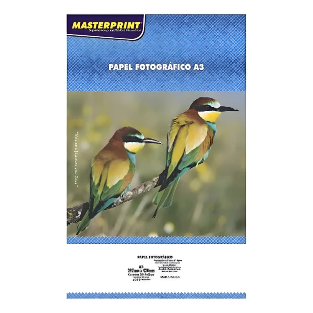Papel Fotográfico Adesivo Matte A3 108g 20fls - Masterprint Cor Branco Ideal pra Impresão Profissional