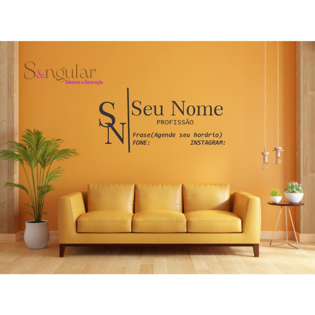 Adesivo de Parede Decorativo Nome Personalizado Para Estúdio De Beleza e Escritório