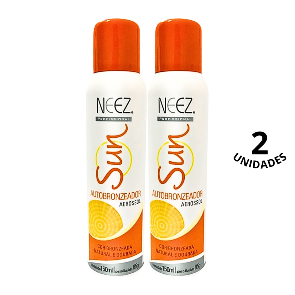 Kit 2un Autobronzeador Aerosol Sun Bronzeado Sem Sol Neez Profissional 150mL