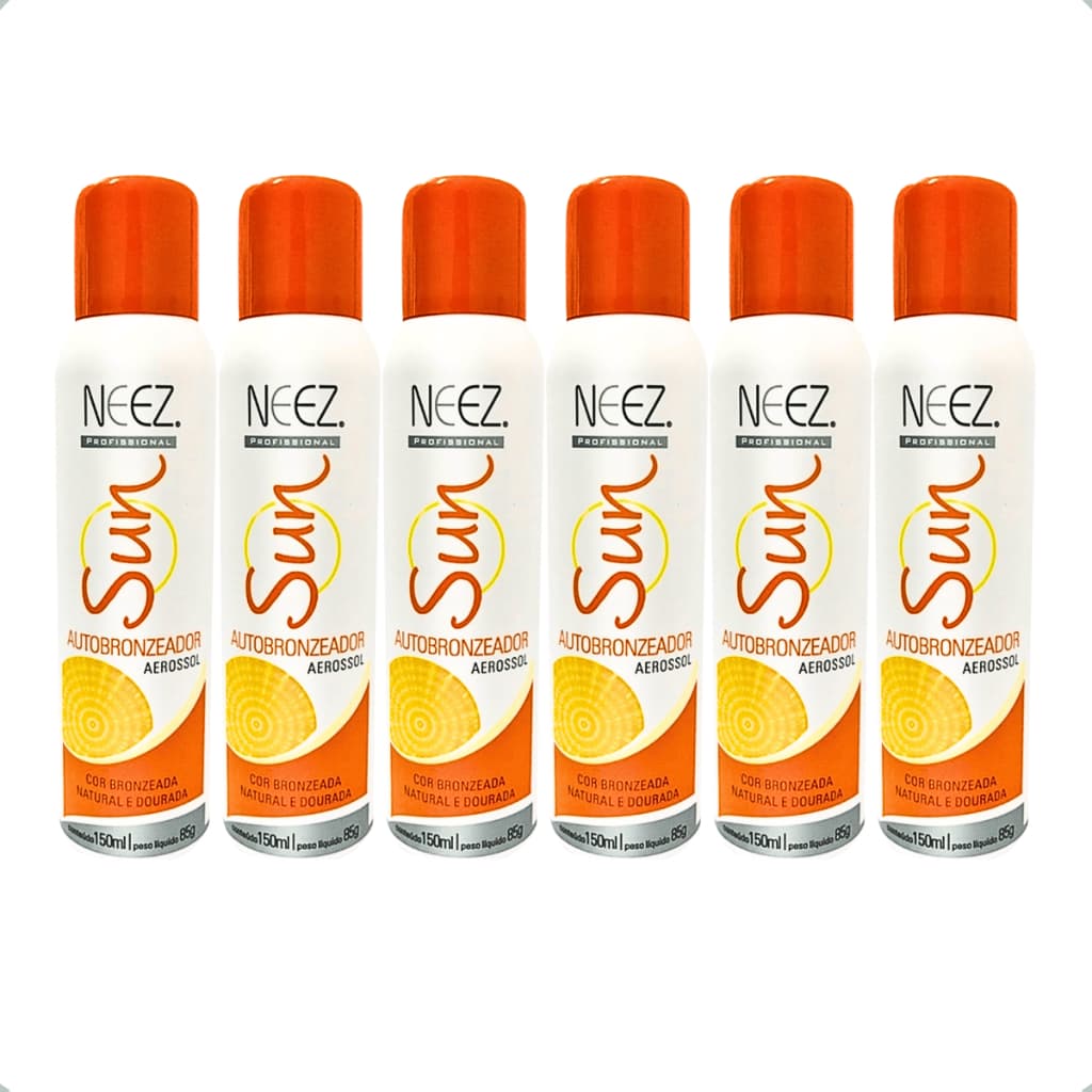 Kit 6un Spray Autobronzeador Sun Aerosol Bronzeado Natural Sem Sol Neez