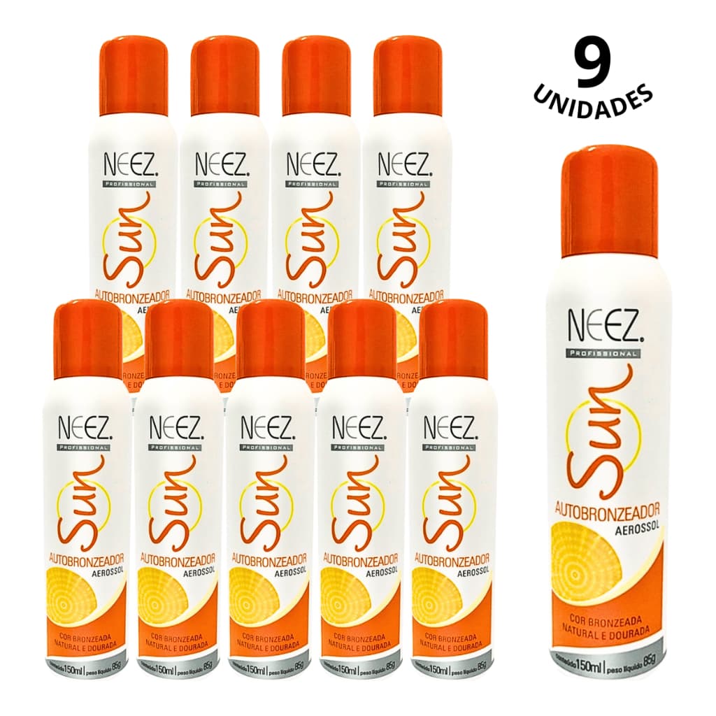 Kit 9Un Autobronzeador Aerosol Sun Bronze Gelado Sem Sol Cor Natural Neez