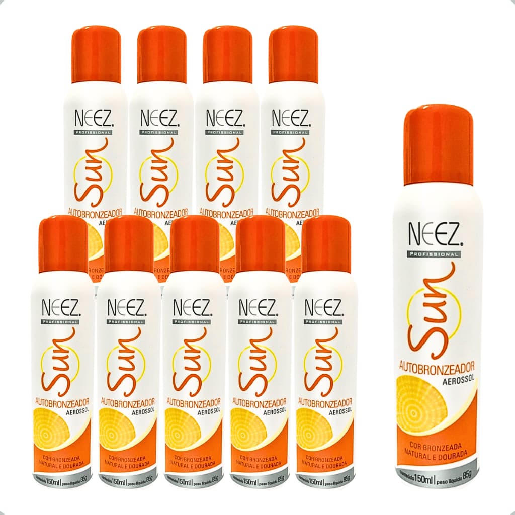Kit 09 Autobronzeadores Sun Spray Bronzeado Natural Sem Sol Neez 150mL Cada