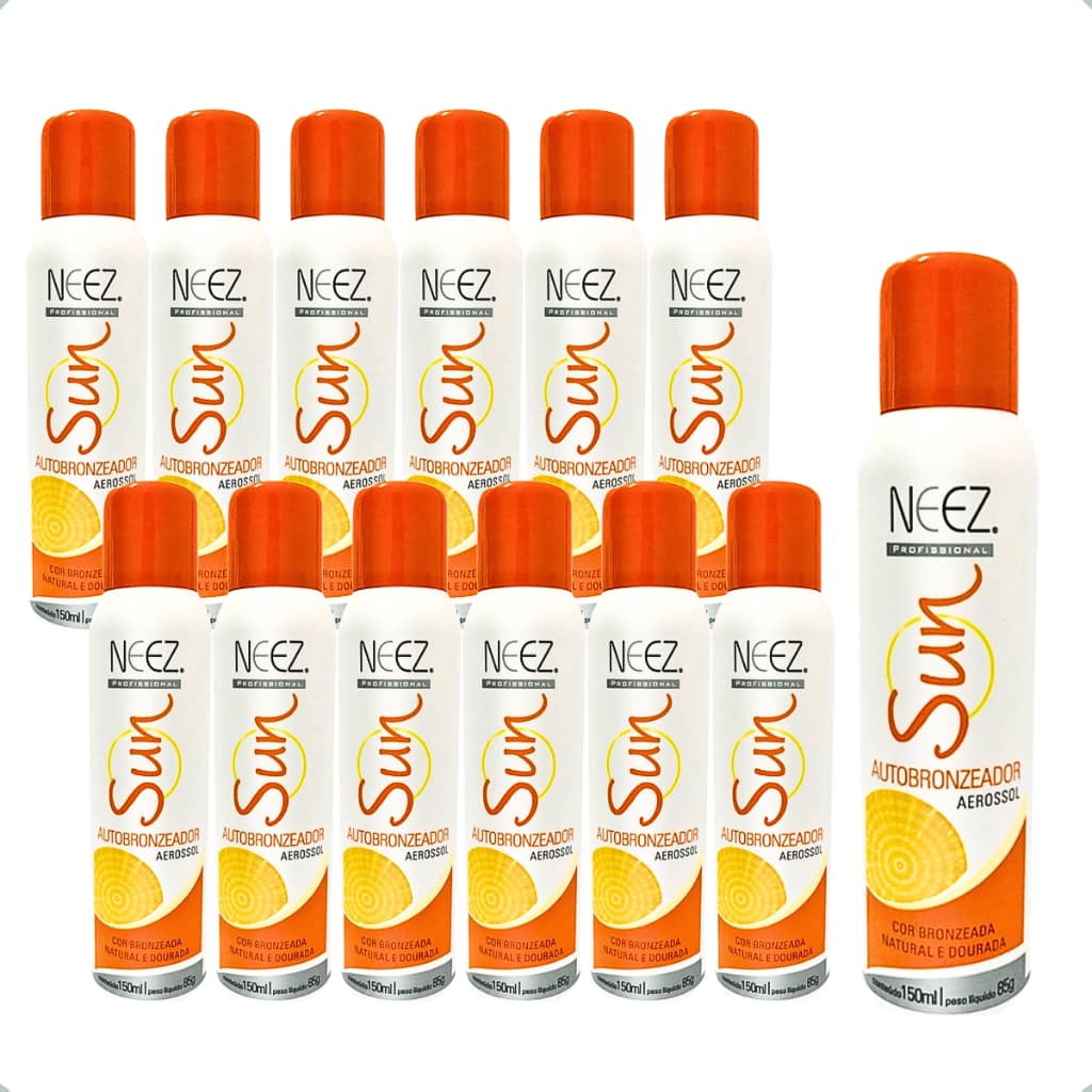 Kit 12 Un Spray Autobronzeador Sun Aerosol Bronzeado Natural Sem Sol Neez