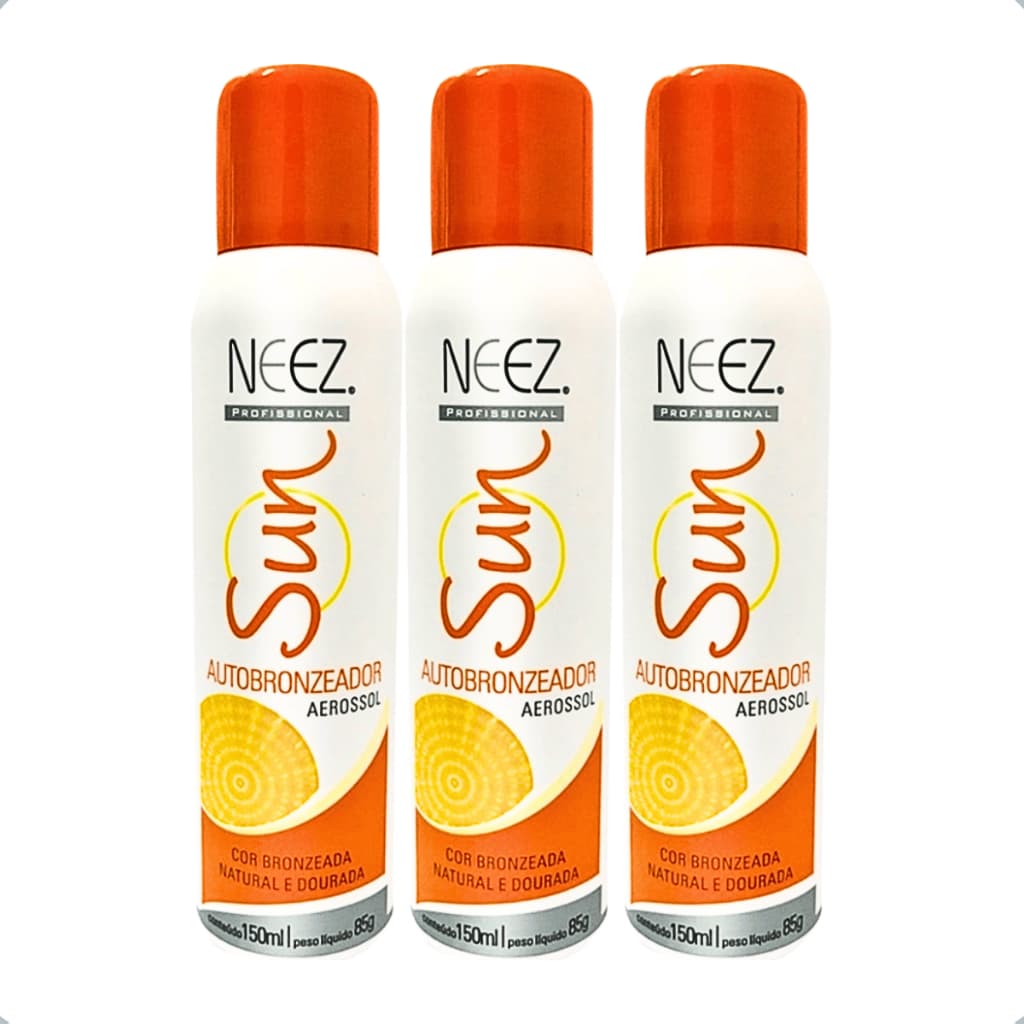 Kit 3 Autobronzeador Sun Neez Profissional Bronzeado Natural Imediato Bronze Sem Sol 150ml