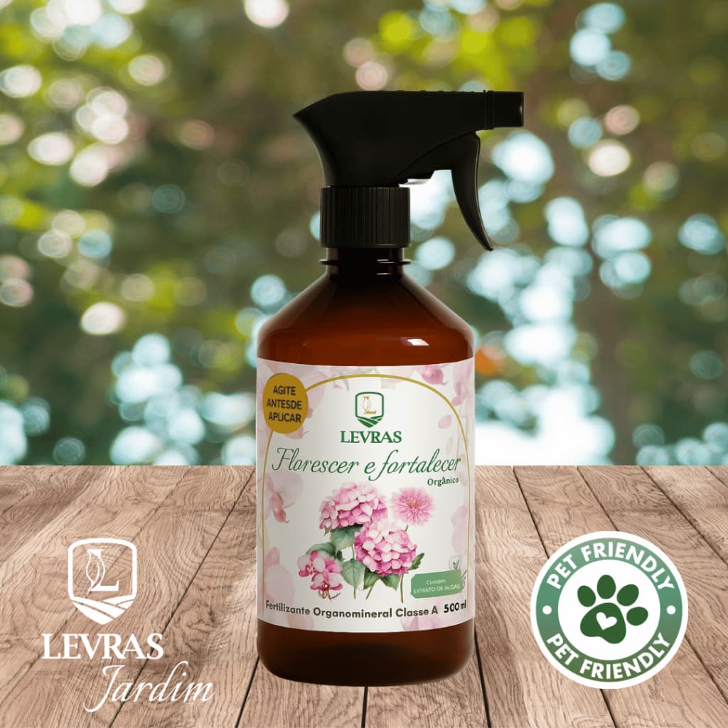 Florescimento Abundante Adubo Orgânico e Bioestimulante - Fertilizante Foliar Pronto Uso - FLORES - LEVRAS JARDIM 500 ml