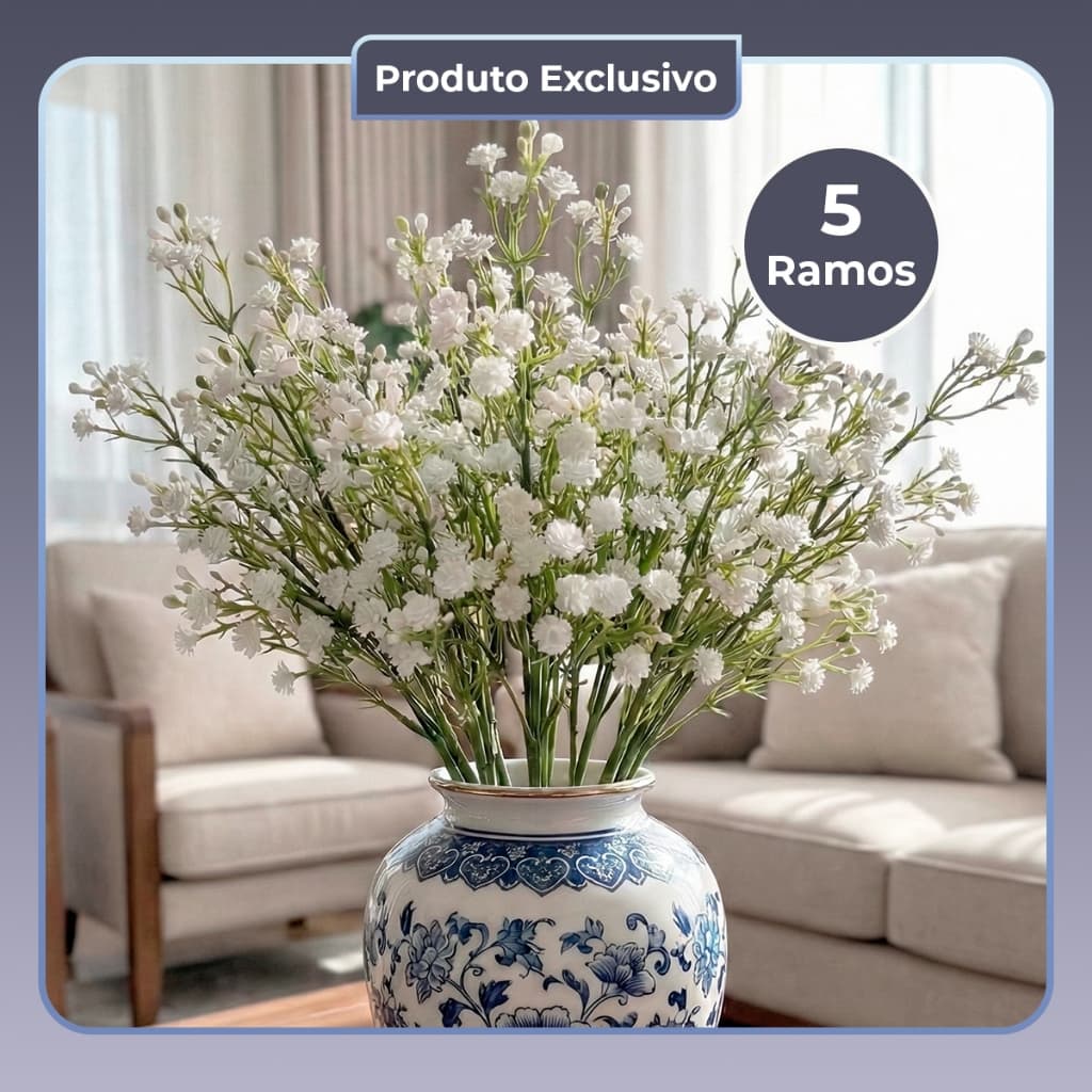 Kit 5 Flores Delicada Mosquitinho Buquê Artificial Decoração Decolab Arranjo Floral Casamento Festa