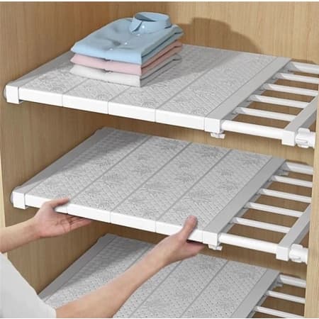Prateleira Ajustável Organizador Do Armário De Armazenamento Prateleira, abre ate 42cm