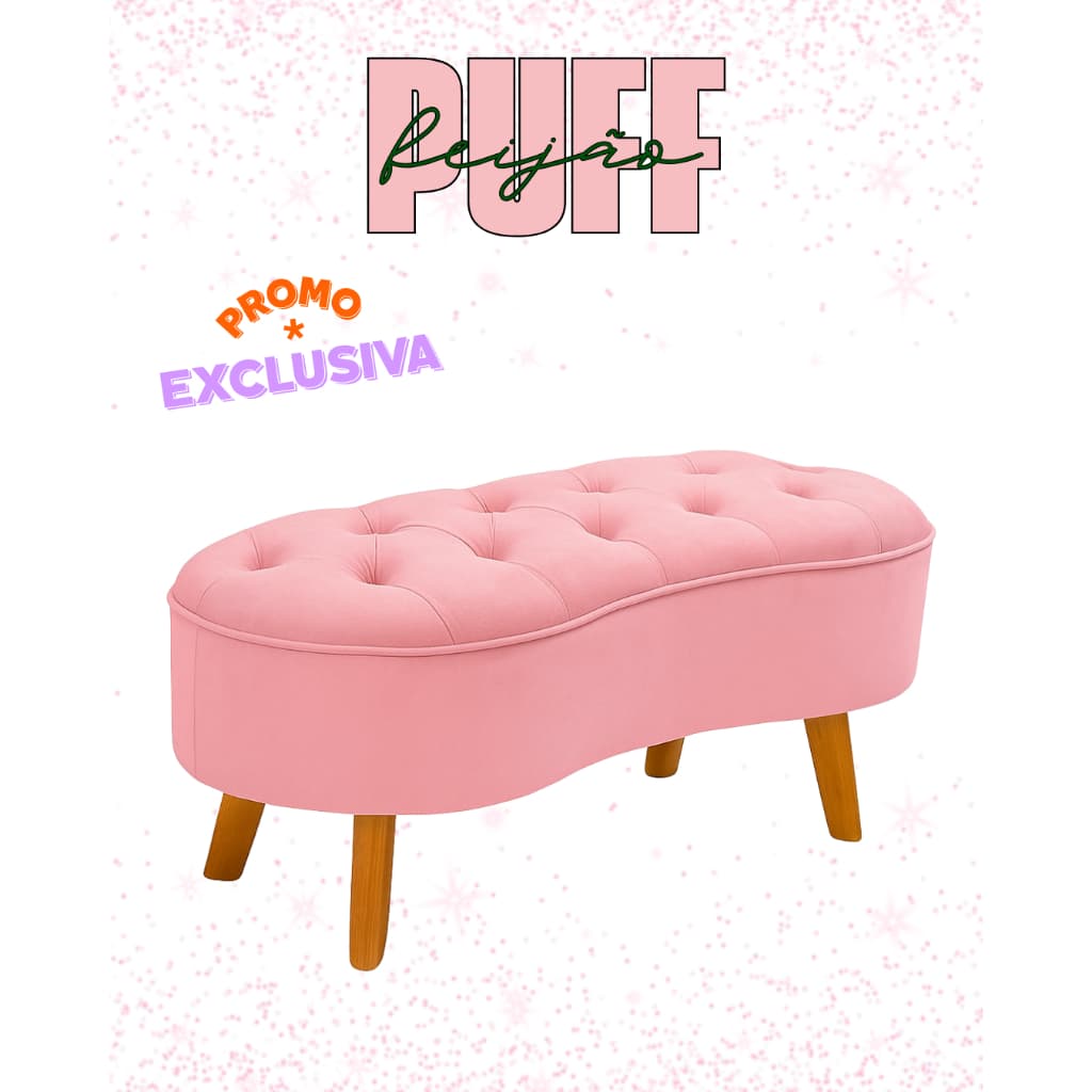 Puff Feijão Decorativo Luxo para Sala e Quarto