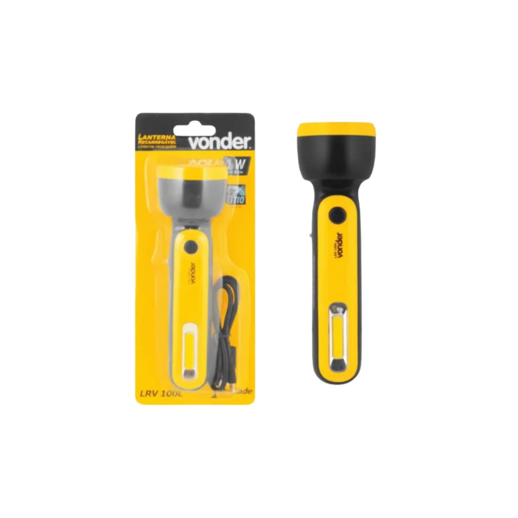 Lanterna LED recarregável Luz Frontal Lateral 80-100 lúmens Bateria de lítio LRV 100L Vonder